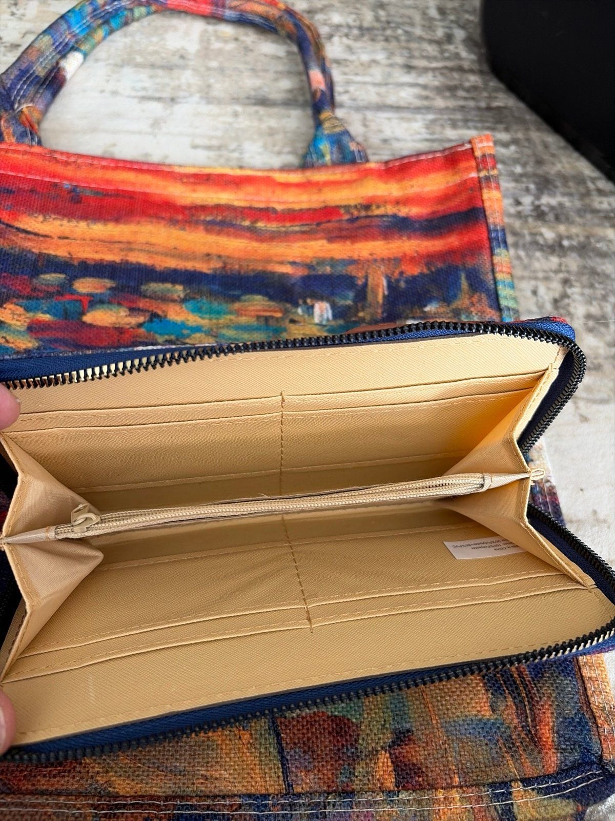 Claude Monet Water Lilies Red Sunset Tapestry Tote Bag & Wallet Set 2