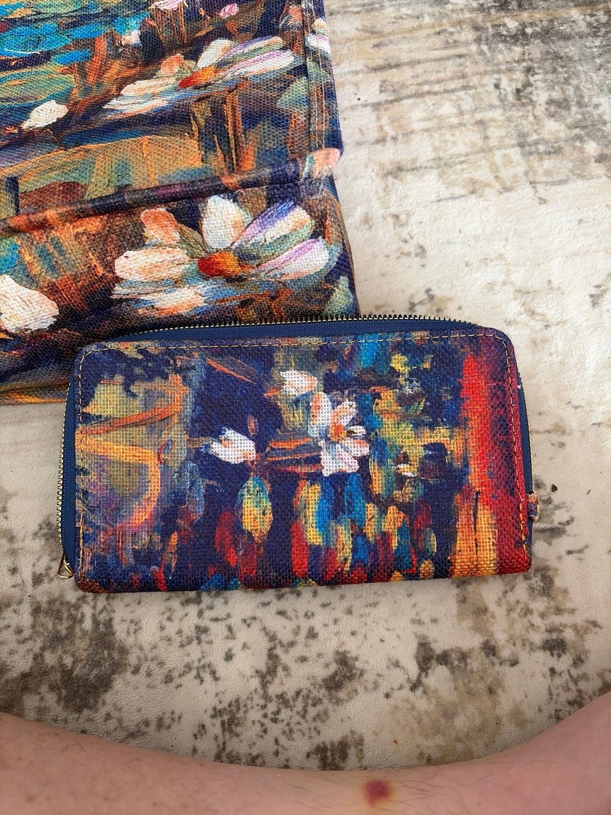 Claude Monet Water Lilies Red Sunset Tapestry Tote Bag & Wallet Set 5