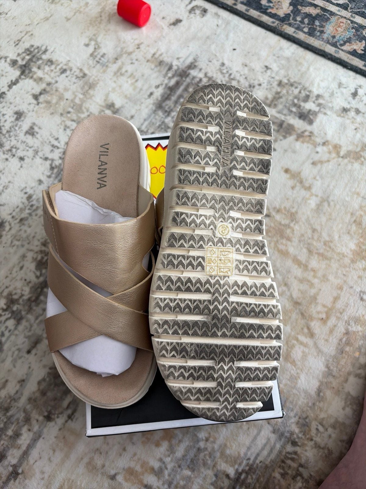 Vilanva Women's Platform Cross Strap Wedge Sandals Gold - wore 1 time 3