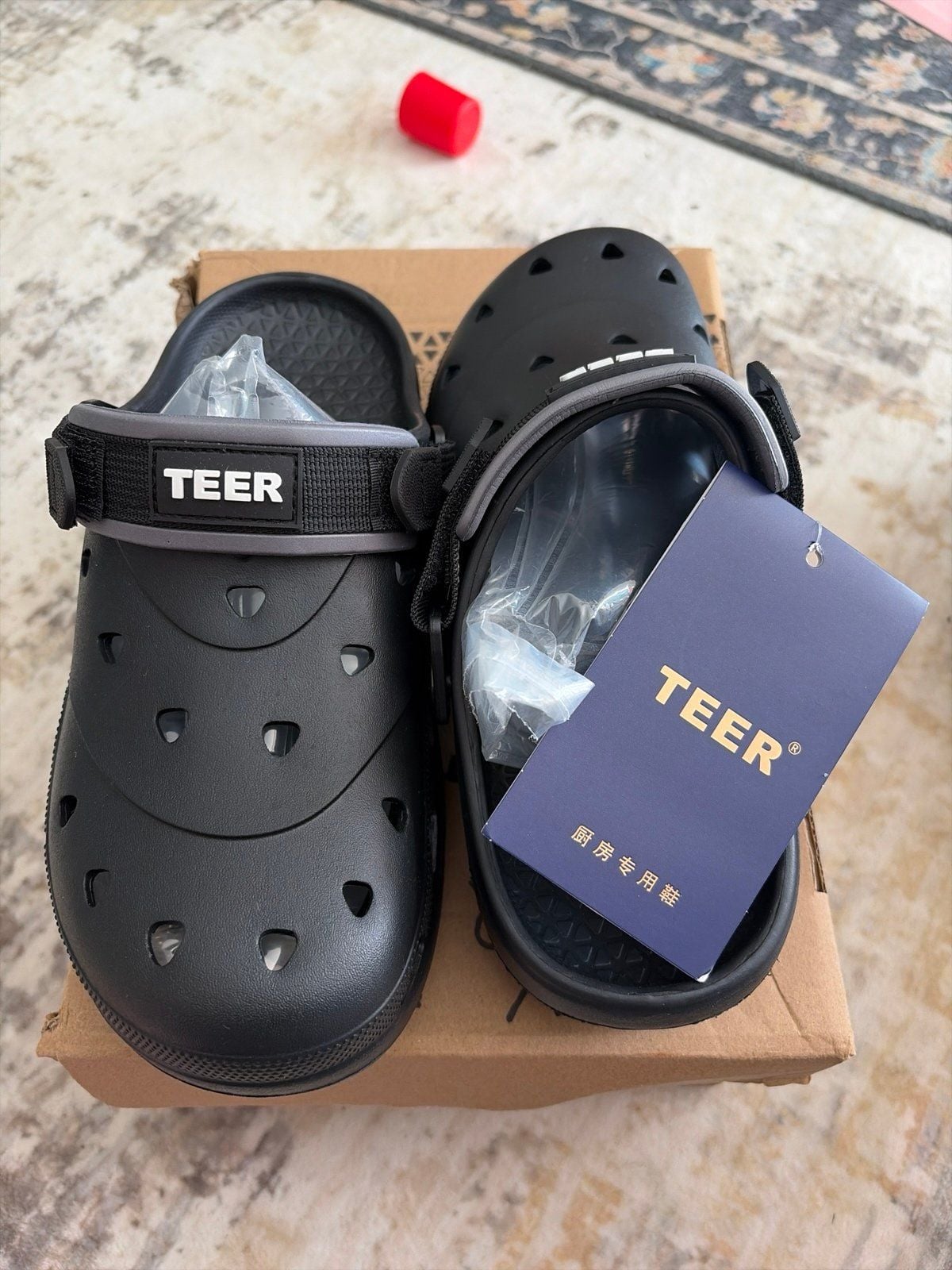 TEER Professional Men's Kitchen Clogs Non-Slip Work Shoes Black - 7 2