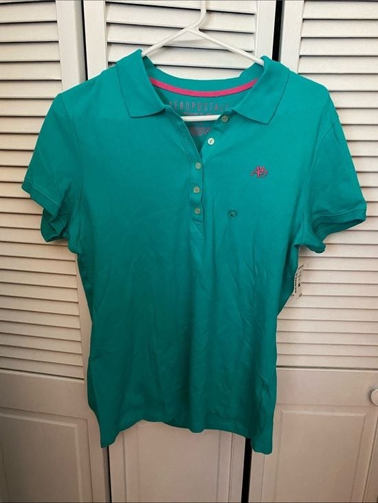 Aeropostale Teal Short Sleeve Polo with Pink Trim 2
