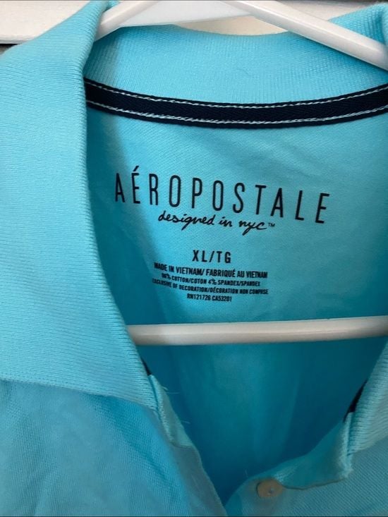 Aeropostale Women's Aqua Short Sleeve Polo with A87 Logo 3