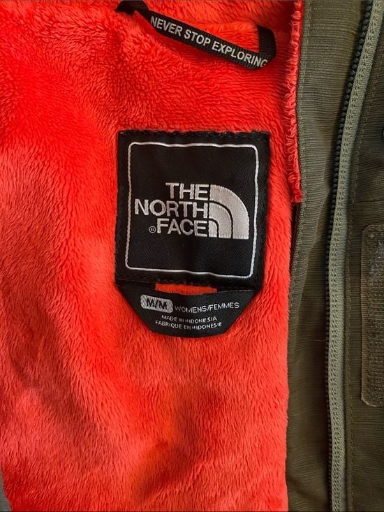 The North Face Olive Green Jacket with Red Interior Lining 3
