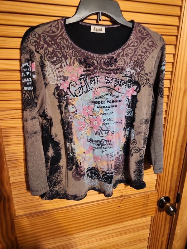Vintage Y2K Jamee J Art Studio Graphic Top Whimsigoth Fairy Grunge 3/4 Sleeve 4