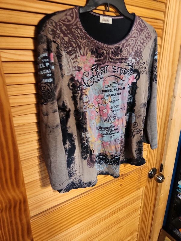 Vintage Y2K Jamee J Art Studio Graphic Top Whimsigoth Fairy Grunge 3/4 Sleeve 5