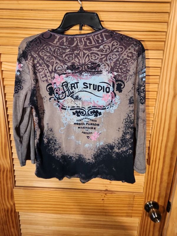 Vintage Y2K Jamee J Art Studio Graphic Top Whimsigoth Fairy Grunge 3/4 Sleeve 8