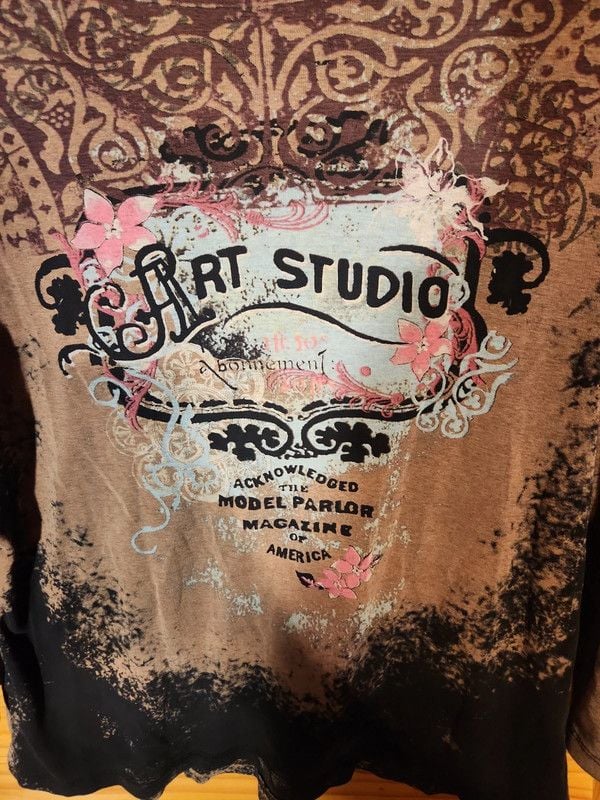 Vintage Y2K Jamee J Art Studio Graphic Top Whimsigoth Fairy Grunge 3/4 Sleeve 9