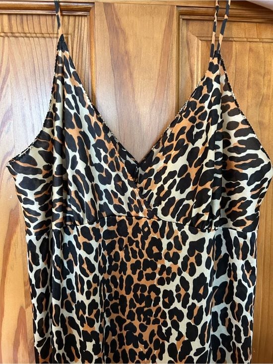 Vintage Vanity Fair Leopard Print Maxi Slip with Beads 4