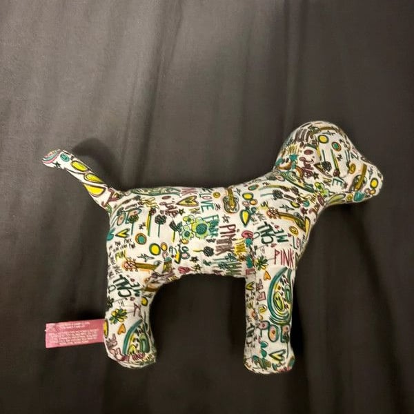 Vintage 2008 Victoria's Secret PINK Mascot Plush Dog - Graffiti Doodle Print