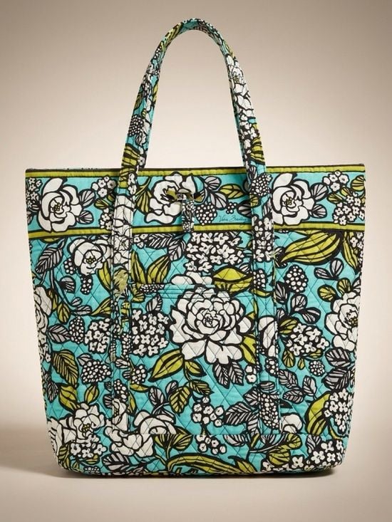 Vera Bradley Island blooms Quilted Floral Tote Bag in Aqua Blue 2