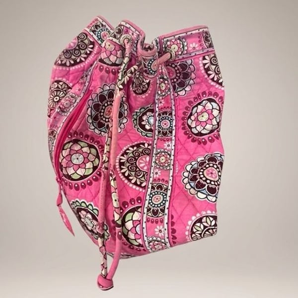 Vera Bradley Pink Quilted Drawstring Beach Tote - Women's Swim Accessory
