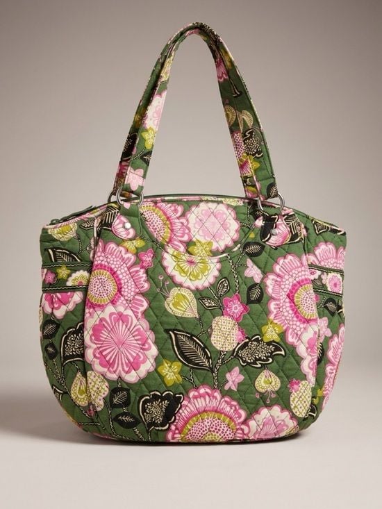 Vera Bradley Olivia Pink Quilted Floral Tote Bag in Green and Pink 2