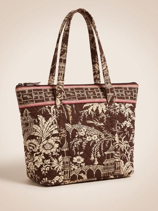 Vera Bradley imperial Toile Quilted Floral Print Tote Bag - Brown 2