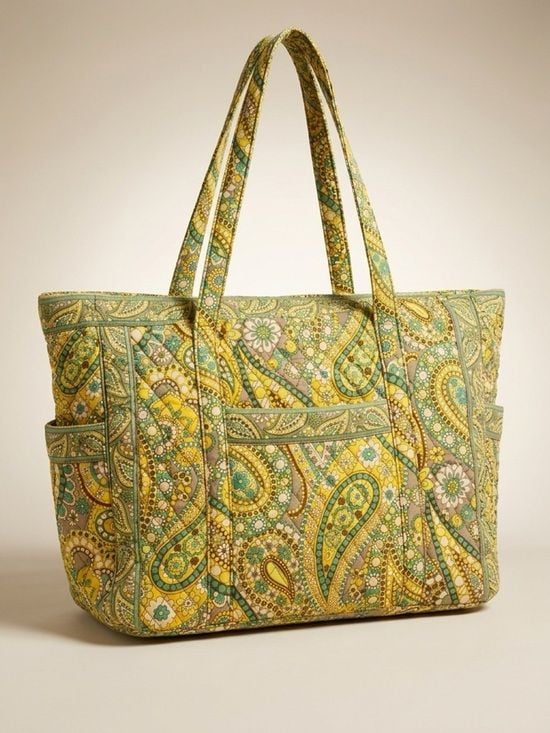 Vera Bradley Yellow and Green Paisley Quilted Tote 3