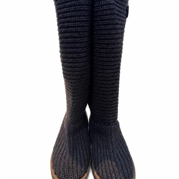 Knit Tall Winter Boots - Black/brown