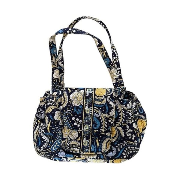 Vera Bradley Ellie Blue Elephant Quilt Fabric Shoulder Bag