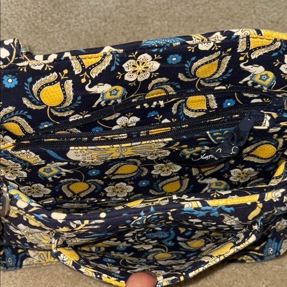 Vera Bradley Ellie Blue Elephant Quilt Fabric Shoulder Bag 10