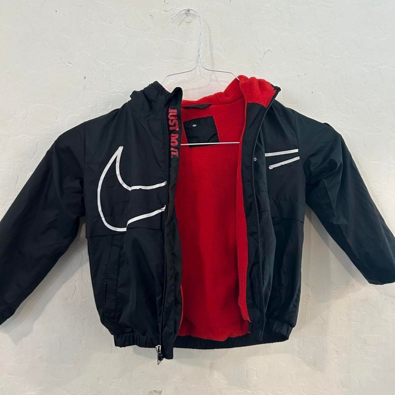 Nike Windbreaker Jacket Size 3T Black Red Toddler 2
