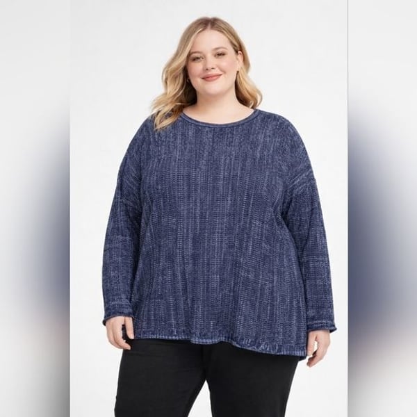 J Jill Pure Jill NWT 3X Women's Navy Blue Sweater Cotton Rayon Blend