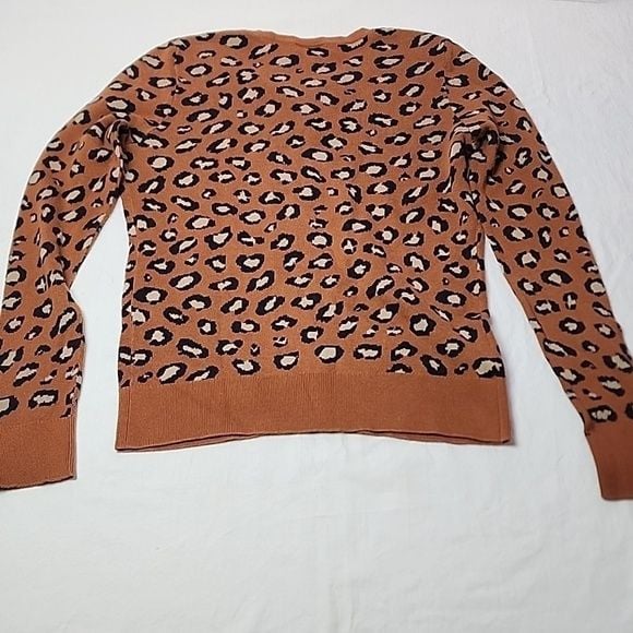 Ann Taylor Factory Size XS Leopard Print Button-Up Sweater Cardigan 100% Cotton 7