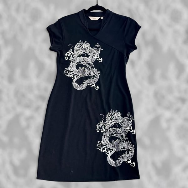 Next Vintage 2000s Reworked Dragon Midi Dress UK 14