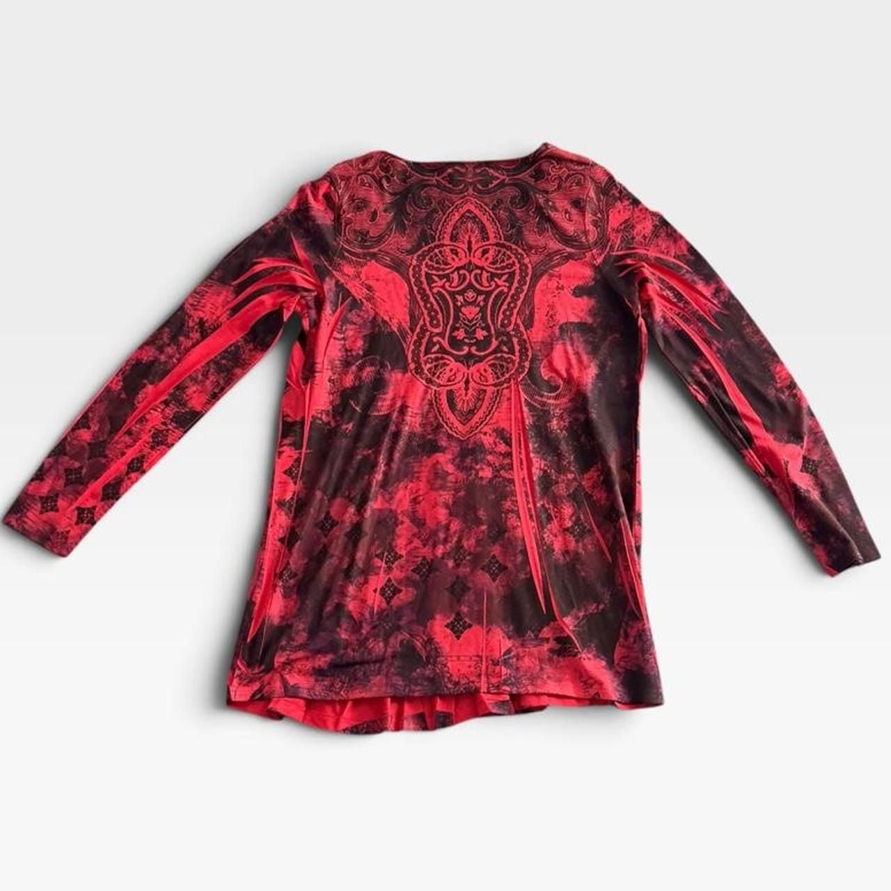 One World Velvet Tunic Mini Dress Size M Red Black Y2K Whimsigoth 3