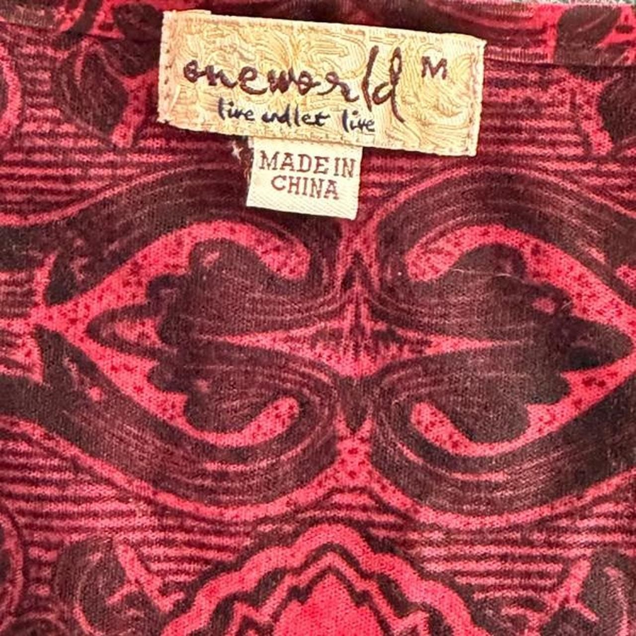 One World Velvet Tunic Mini Dress Size M Red Black Y2K Whimsigoth 4