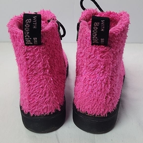 DR. MARTENS 1460 Pascal J Tinsel Fur Boots Kid's Size 2 Clash Pink 3