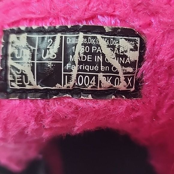 DR. MARTENS 1460 Pascal J Tinsel Fur Boots Kid's Size 2 Clash Pink 10
