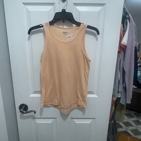 ZELOS Fitted Orange Tank Top with Textured Fabric 2