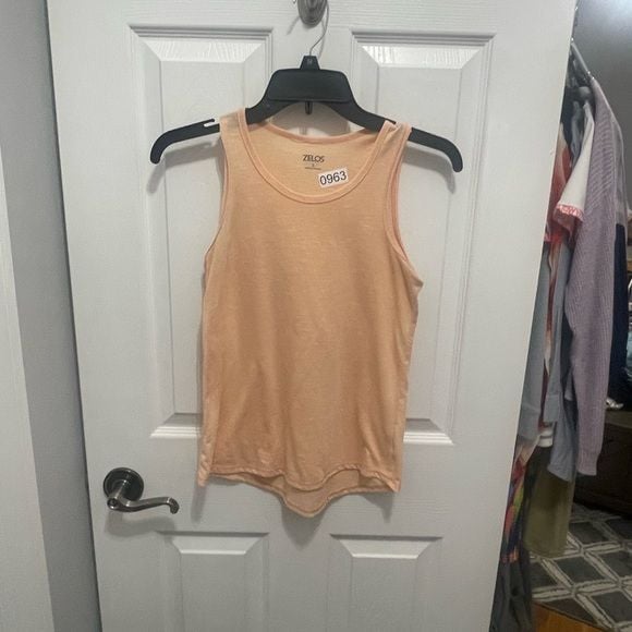ZELOS Fitted Orange Tank Top with Textured Fabric 3