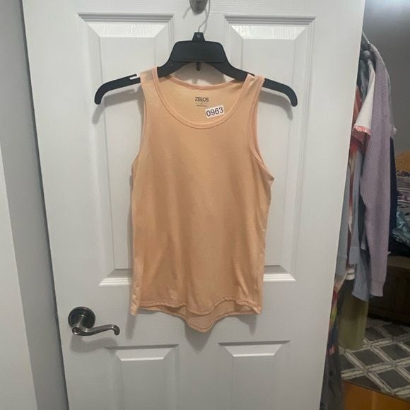 ZELOS Fitted Orange Tank Top with Textured Fabric 6
