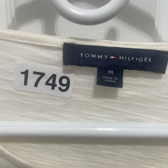 Tommy Hilfiger White Blouse with Patterned Sleeve Ties 4