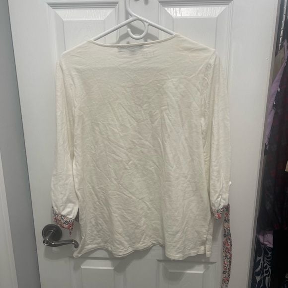 Tommy Hilfiger White Blouse with Patterned Sleeve Ties 8