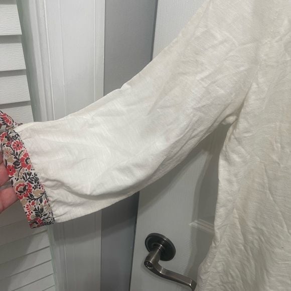 Tommy Hilfiger White Blouse with Patterned Sleeve Ties 9