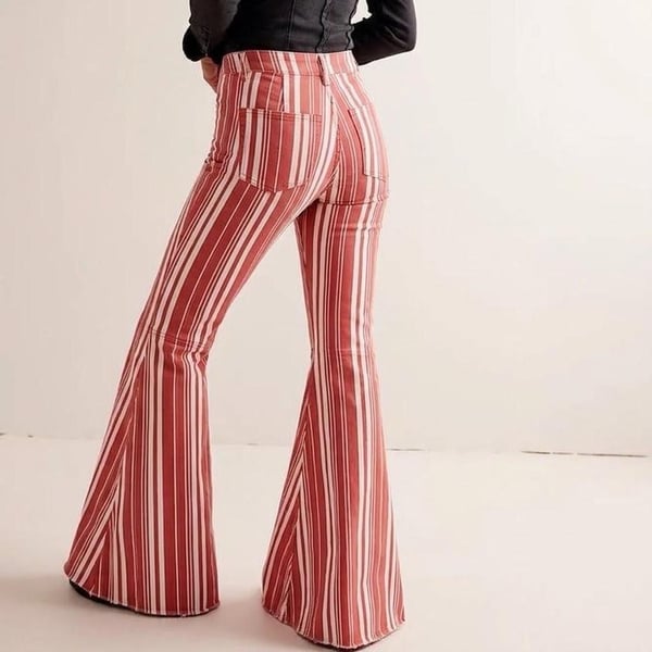 We The Free Just Float On Flare Jeans Size 24 Red White Striped NWT