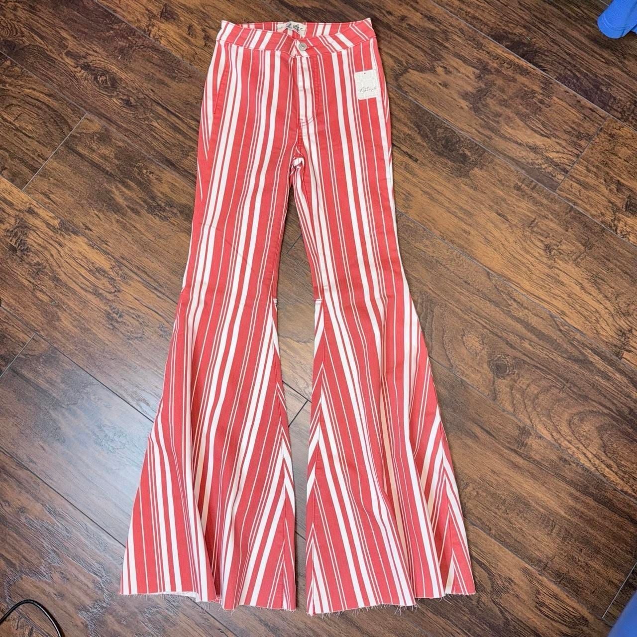 We The Free Just Float On Flare Jeans Size 24 Red White Striped NWT 3