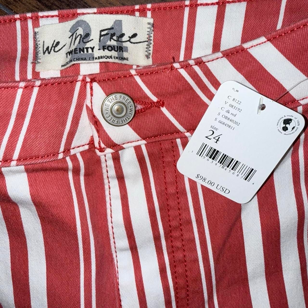 We The Free Just Float On Flare Jeans Size 24 Red White Striped NWT 5