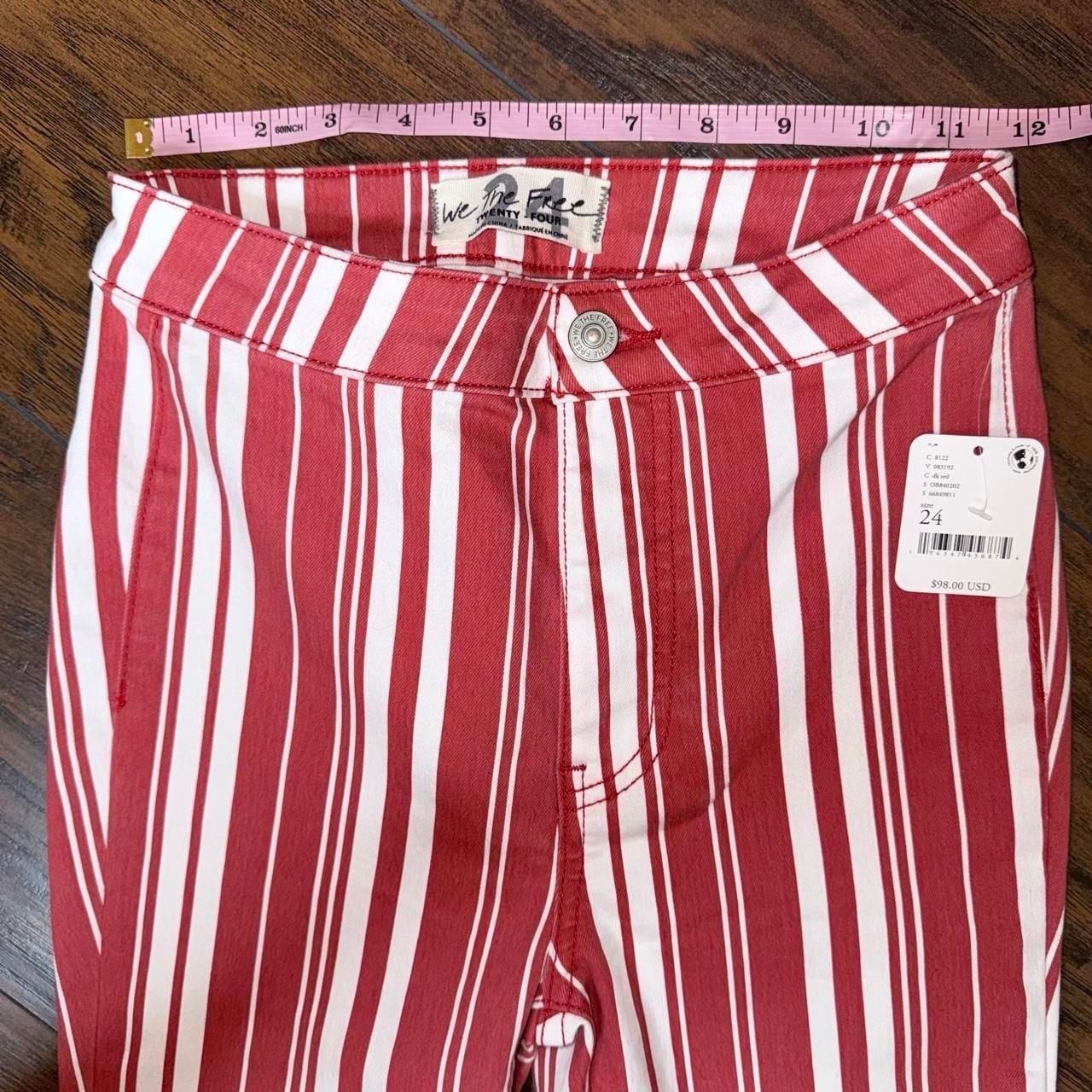 We The Free Just Float On Flare Jeans Size 24 Red White Striped NWT 6