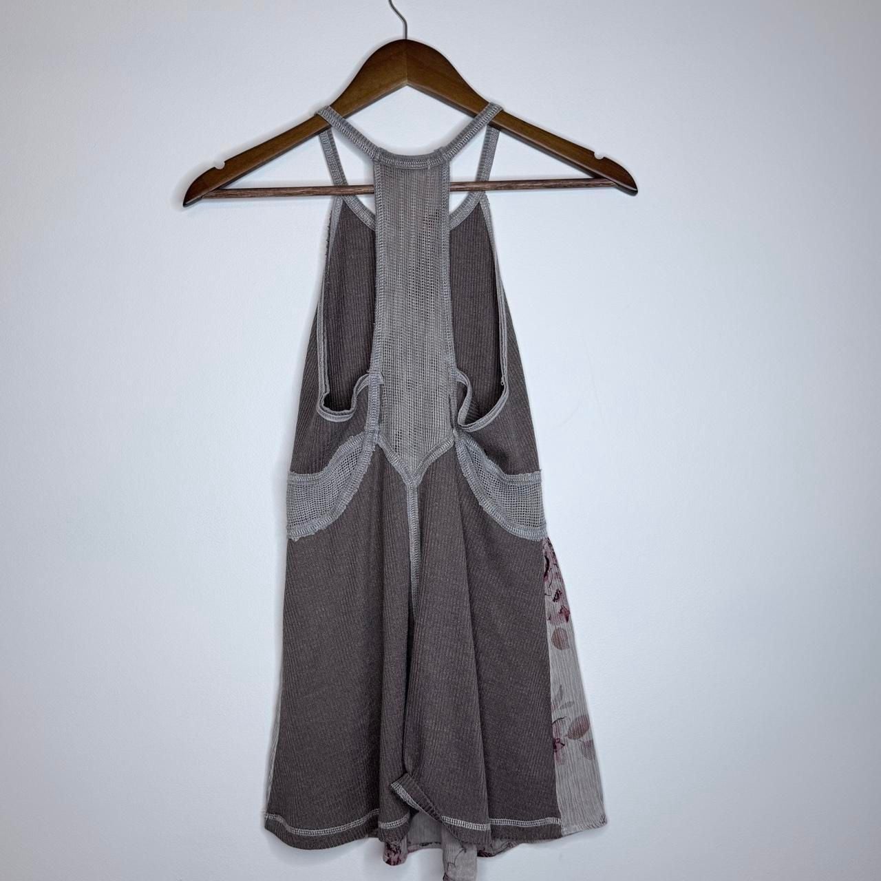 Gimmicks Halter Tank Top Size XS Taupe Floral Boho Mesh 7