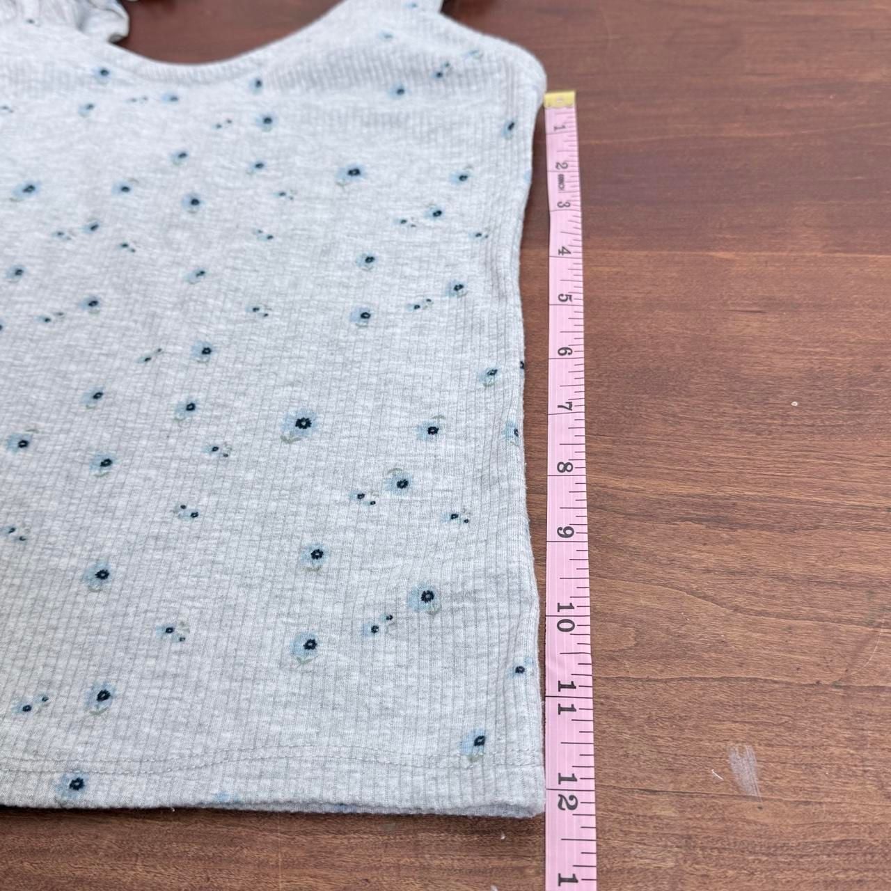 Willow + Root Floral Ribbed Tank Top Size M Gray Ruffle Strap 7