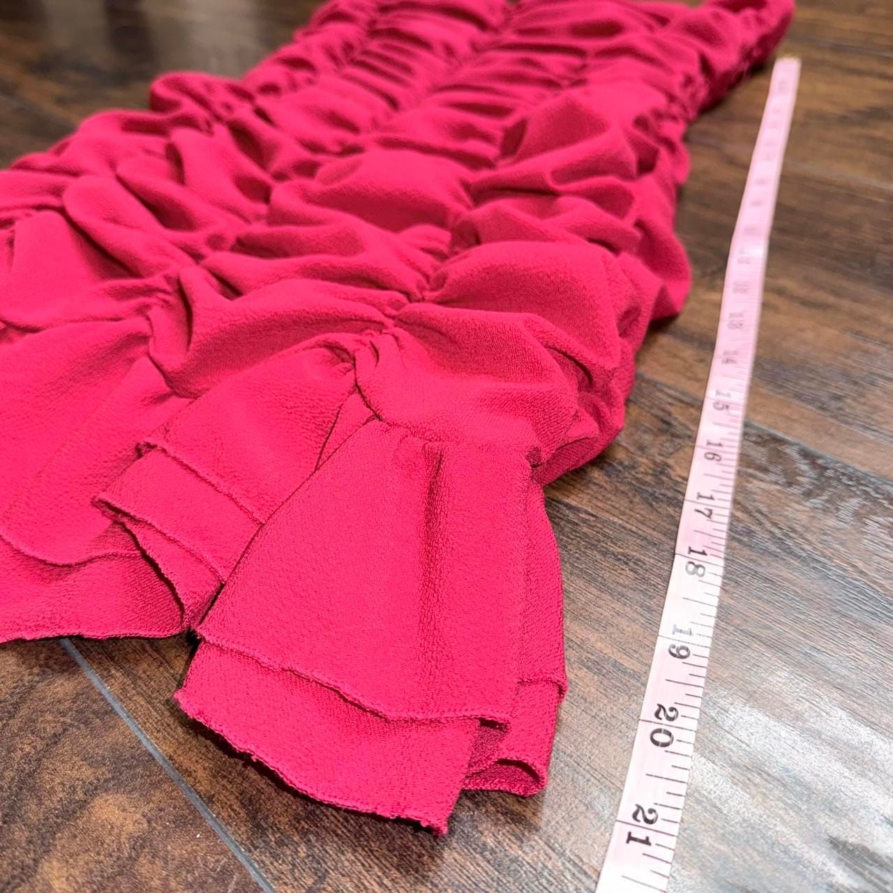 Lucy in the Sky Ruched Mini Dress Size XS Red Sleeveless Ruffle Hem 7
