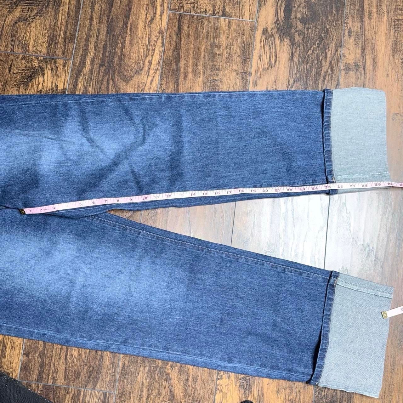 Francesca's tgla Cuffed Crop Jeans Size 28 Dark Blue Denim Wide Leg 6