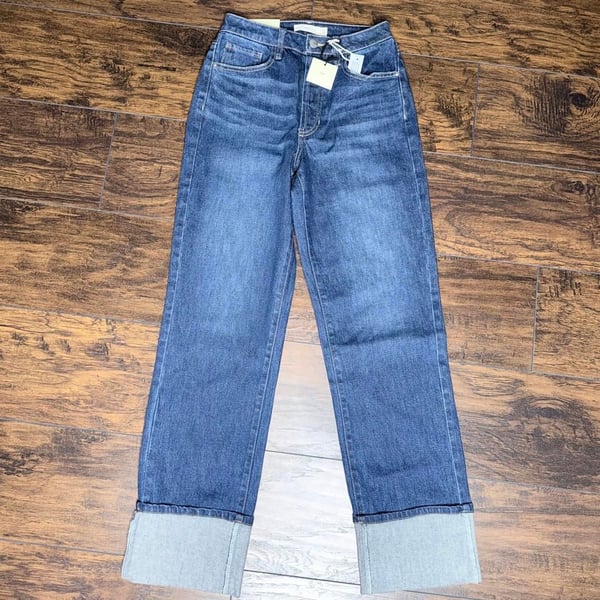 Francesca's tgla Cuffed Crop Jeans Size 27 Dark Blue Denim