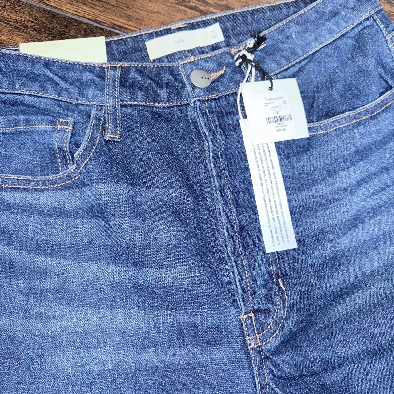 Francesca's tgla Cuffed Crop Jeans Size 27 Dark Blue Denim 7