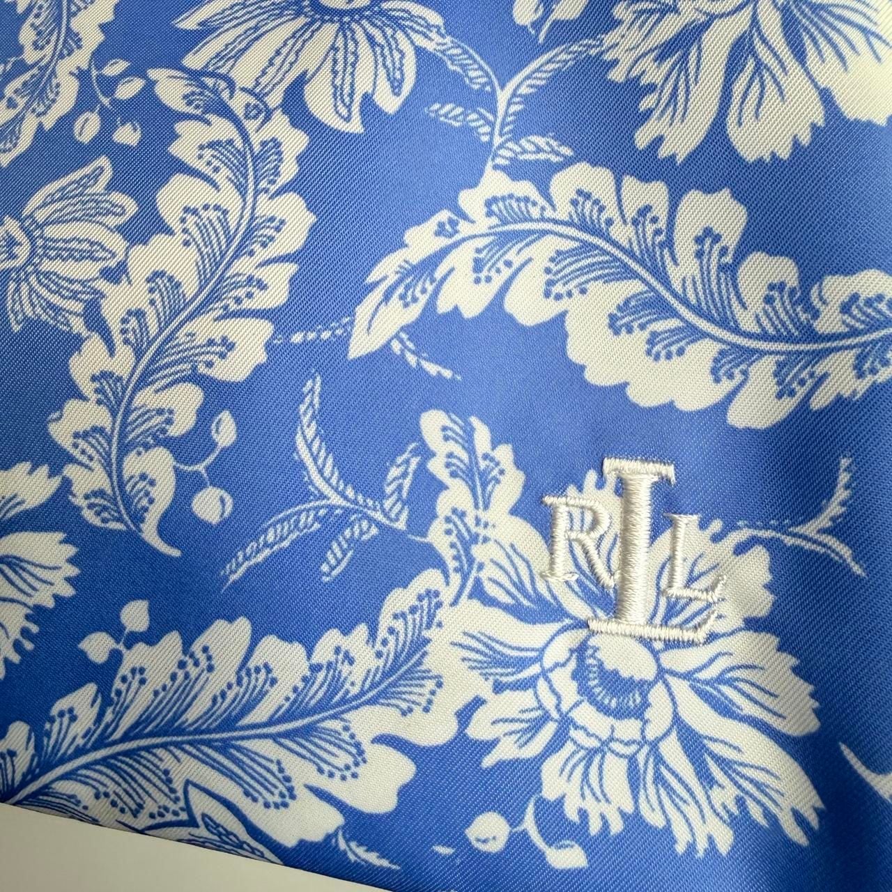 Lauren Ralph Lauren Blue White Floral Toile Cosmetic Pouch Makeup Bag 3