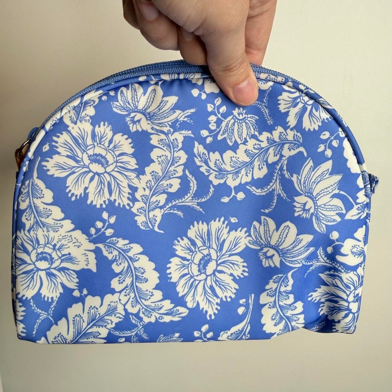 Lauren Ralph Lauren Blue White Floral Toile Cosmetic Pouch Makeup Bag 4
