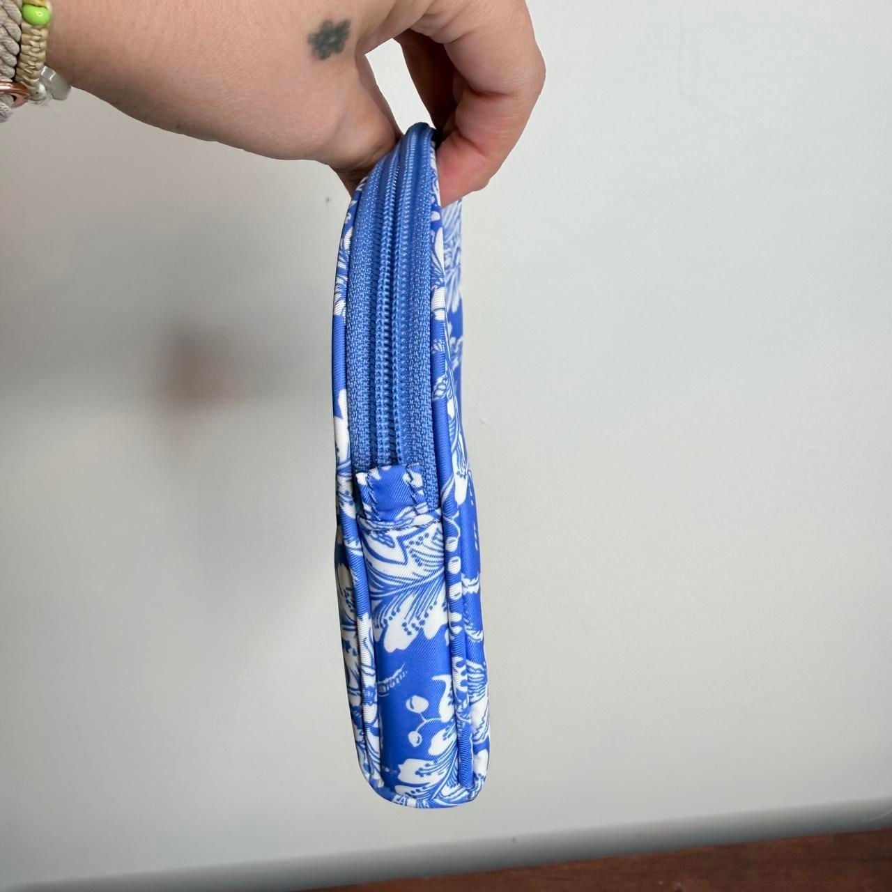 Lauren Ralph Lauren Blue White Floral Toile Cosmetic Pouch Makeup Bag 6