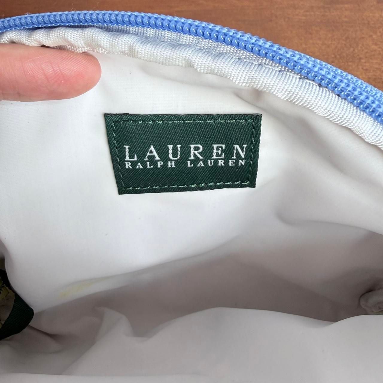 Lauren Ralph Lauren Blue White Floral Toile Cosmetic Pouch Makeup Bag 8