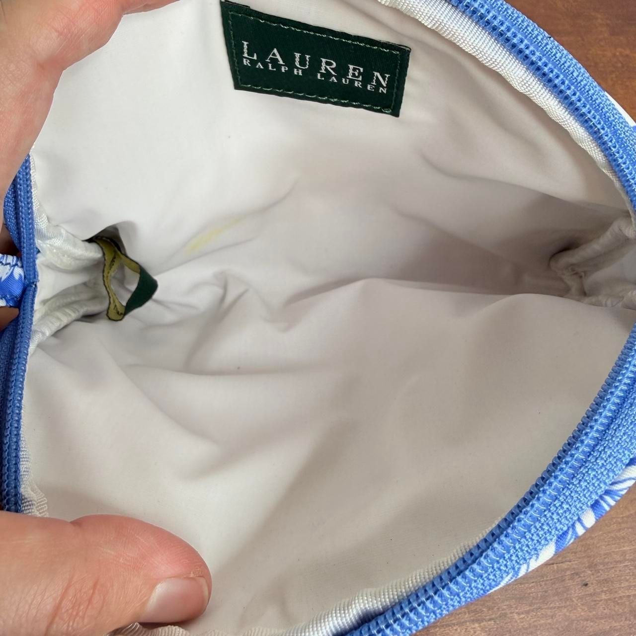 Lauren Ralph Lauren Blue White Floral Toile Cosmetic Pouch Makeup Bag 9